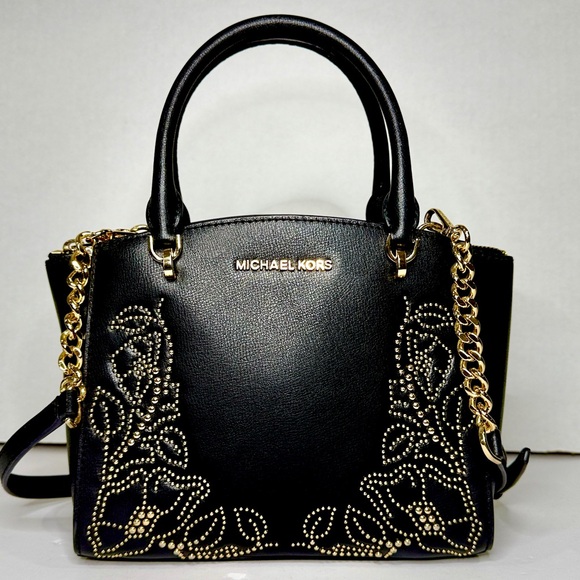 Michael Kors Gold Ellis Satchel Crossbody  Bag - Picture 1 of 9